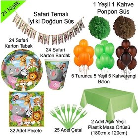 Resim 24 Kişilik Safari Temalı Doğum Günü Parti Malzemeleri Seti 
