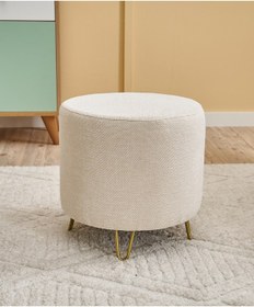 Resim Favora Asmara Metal Ayaklı Puf - Krem Antrasit 