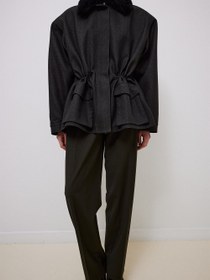 Resim SHORT WOOL-BLEND COAT - ANTRACİTE / 40 