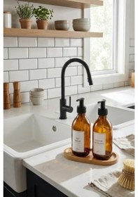 Resim 2 Li Cam Sabunluk Seti Bambu Altlıklı Şık Standlı Sıvı Sabunluk Mutfak Ve Banyo İçin Modern Cam Dispenser Diğer 