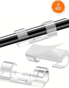 Resim Factorial Yapışkanlı Kablo Düzenleyici 10 Adet Tutucu Klips Tv Kablo Sabitleyici Ofis Aksesuar Cırt Kelepçe 