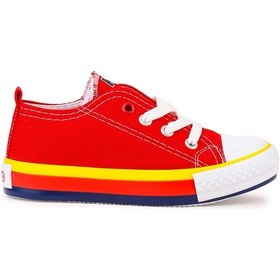 Resim Kiko Kids Tinna Bağcıklı Erkek Çocuk Keten Spor Ayakkabı Kırmızı 