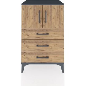 Resim Hyperion Komodin Tek Raflı 3 Çekmeceli 2 Kapaklı 60X44X96 Antrasit-Çam 