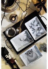 Resim Kütahya Porselen Snowy 18x13 3 Parça Düz Tabak 