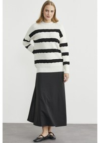 Resim Dik Yaka Çizgili Triko Kazak - Kemik Kemik 