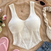 Resim Seksi Beyaz Askılı Üst Detaylı Kesik - Kolsuz, Kabartmalı Dokulu, Yaz, Rahat veya Şık Kıyafetler İçin Mükemmel, Yaz Modası Üst | Kabartmalı Üst | İnşaat, Bayanlar Üstleri 