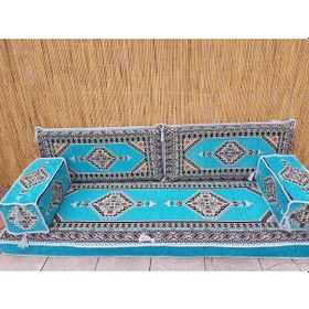 Resim Coton Şark Köşesi Saraylı Desenli Minder Takımı Turkuaz 
