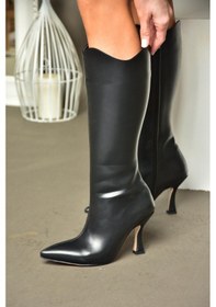 Resim Fox Shoes R820020109 Siyah İnce Topuklu Kadın Çizme Siyah 