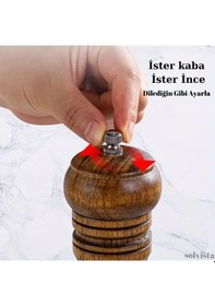 Resim İki Adet Premium Ahşap Tuz Ve Karabiber Öğütücü Seti - Ayarlanabi 