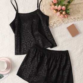 Resim Kadınlar için Şık Leopar Desenli Askılı Pijama Takımı - Kolsuz Üst ve Şort, Yaz Şık, Desenli Detay, Yetişkin Rahat Giyim, Rahat Kesim Pijama | Moda Rahat Giyim | Şık Desenli Se 