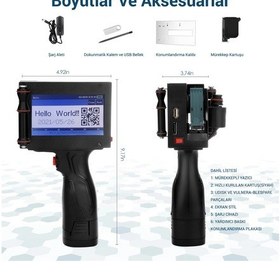 Resim Powermaster Pm-10878 4.3'' Dokunmatik Ekranlı Şarjlı Endüstriyel El Tipi Portatif Mürekkep Yazıcı 