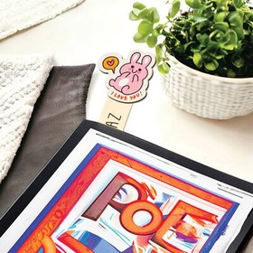 Resim Pembe Tavşan İsimli Ahşap Kitap Okuma Ayracı 