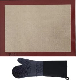 Resim Atlas Mutfak Yanmaz Yapışmaz, Yıkanabilir, Pişirme Matı ve Gri Silikon Yanmaz Mutfak Fırın Eldiveni 