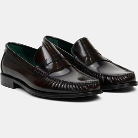 Resim Desa Erkek Bordo Klasik Deri Loafer 