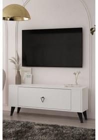 Resim 1376dd Retro-1 Tv Sehpası Beyaz-siyah 