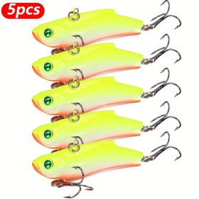 Resim 5 Adet Parlak Sarı Vib Balıkçılık Yemleri, 3D Gözler, Dayanıklı ABS Gövde, Gerçekçi Balık Tasarımı, 0.6oz, 6.99cm - Uzun Atış Kış Balıkçılığı İçin İdeal, Uzun Atış Yemleri|Canlı Balıkçılık Yemleri|Parlak Renkli Yemler, Balıkçılık Yemi 