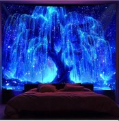 Resim Willowhaven 90x70 İnç Uv Işıkta Parlayan Ağaç Desenli Yatak Örtüsü Yatak Odası Parti 