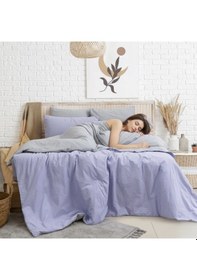 Resim Tek Kişilik %100 Pamuk Ranforce Nevresim Takımı 160x220 Cm Lila Lastiksiz Çarşaflı Lila 