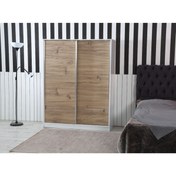 Resim Dzdizayn Melis Sürgülü I Dolap Ceviz Renk 2 Kapılı 140x180x50 