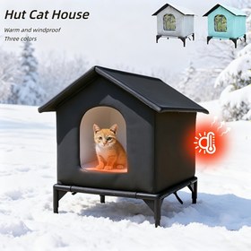 Resim Yağmur Geçirmez Tasarımlı, Sıcak ve Rüzgar Geçirmez Evcil Hayvan Yatağı, Zemin Üstü Yükseltilmiş Taban, Kiremitli Çatı, Sızdırmaz Kapalı Evcil Hayvan Çadırı, İç/Dış Mekan Kullanımına Uygun, Kediler İçin Büyük, Orta ve Küçük Boylara Uygun, Kediler İçin Noel Hediyesi Kedi Evi 