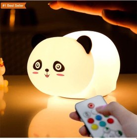 Resim Gülümseyen Panda Led Silika Jel Gece Lambası Beyaz 