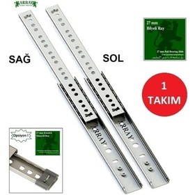 Resim Array Teleskopik Çekmece Rayı 27 Mm 374 Mm Set Metal 