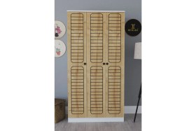 Resim Remaks Fuga 3 Kapaklı Elbise Dolabı - Beyaz Gövde Meşe Kapak 