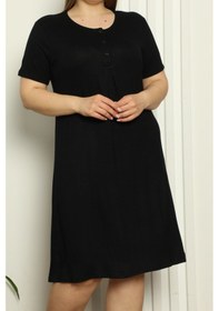 Resim Hamile Tunik Gecelik Kısa Kollu Likralı Büyük Beden 