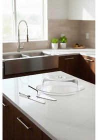 Resim Şeffaf Akrilik Kek Fanusu Ve Servis Seti 33 X 39 X 14 Cm 4 Parça Şeffaf 