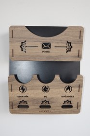 Resim AHWALL Apartman Ortak Fatura & Posta Kutusu Ahşap Mdf Siyah - Ahşap Renkli 