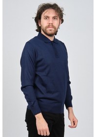 Resim Pave Erkek Polo Yaka Yün Kazak 4538004 Saks Saks 