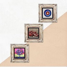 Resim Pinecone Stone Nazar, Hayat Ağacı, Nar Taş Duvar Tablosu - Çerçeveli Taş Tablo - Dekoratif Duvar Sanatı - Modern Ev ve Ofis Duvar Dekoru T3-1065 
