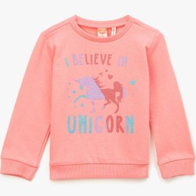 Resim Kız Bebek Unicorn Baskılı Sweatshirt Pamuklu 