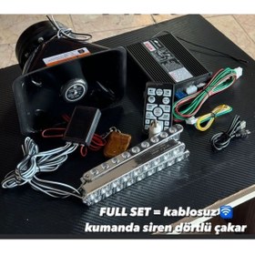 Resim Space Siren & Çakar Sistemi & Megafonlu & Mavi Kırmızı Çakar Lamba Set Halinde 