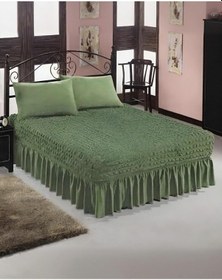 Resim Etekli Çarşaf Yatak Örtüsü Bürümcük Kumaş Lastikli 1 Adet Yeşil Yeşil 