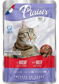 Resim Plaisir Sığır Etli ve Hindili Pounch Yetişkin Yaş Kedi Maması 100 G 