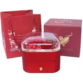 Resim Suntek Korunmuş Çiçek Mücevher Kutusu Hediye Kolye Kırmızı " 