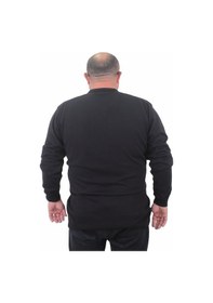 Resim Starbattal Erkek Büyük Beden Polo Yaka Fermuarlı Triko Kazak 23701 Sıyah-Sıyah Siyah 
