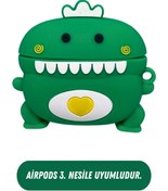 Resim DGK 3. Nesil Uyumlu Koruyucu Bluetooth Kulaklık Kılıfı Yeşil Timsah Figürlü 