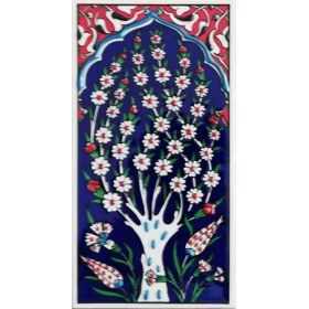 Resim Armada Çini 10x20 Cm ED 206 Lacivert Hayat Ağacı El dekoru Çini Karo 