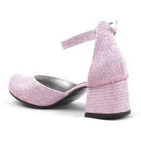 Resim Hapshoe Pembe Simli Kalın Topuklu Kız Çocuk Topuklu Ayakkabı Pembe 