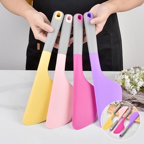 Resim Ekstra Büyük Silikon Spatula - Ergonomik Saplı Isıya Dayanıklı Yapışmaz Pişirme Aracı, Çok Renkli Seçenekler, Kek Dekorasyonu, Tereyağı Rulo Yapma ve Pişirme, Pişirme, Karıştırma ve Temizleme için Temel Mutfak Kullanımı 