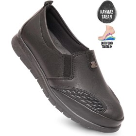 Resim Kaptan Junior Kadın Siyah Klasik Ayakkabı Ortopedik Anne Ayakkabısı Anne Babet Ayakkabı Anne Kadın Günlük Ayakkabı Zslnk 655 Siyah 
