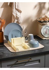 Resim Premium Katlanabilir Mikrofiber Bulaşıklık Seti Bej - Tezgah Üstü Kurulama Matı 35x43 Cm - 3'lü Set Çok Renkli 