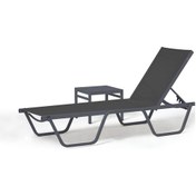 Resim Erinöz Asos Alüminyum Fileli Şezlong + Sehpa - Antrasit Antrasit 