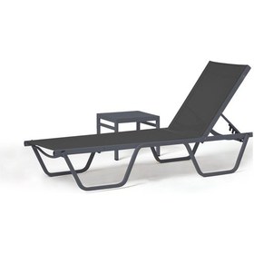 Resim Erinöz Asos Alüminyum Fileli Şezlong + Sehpa - Antrasit Antrasit 