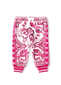 Resim Beyaz Pembe Desenli Kız Bebek Jogger Pantolon 