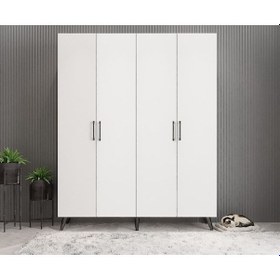 Resim Duke 4 Kapaklı Ayakkabılık Füme Beyaz 140 Cm M2 