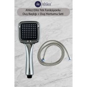Resim Ahlez Elite Kare Duş Başlığı + Spiral Duş Hortumu Duş Takımı Duş Seti 