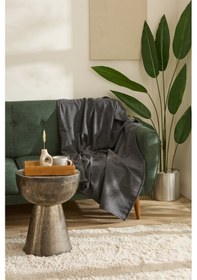 Resim Karaca Home Flanel Throw Tv Battaniyesi Koyu Gri 